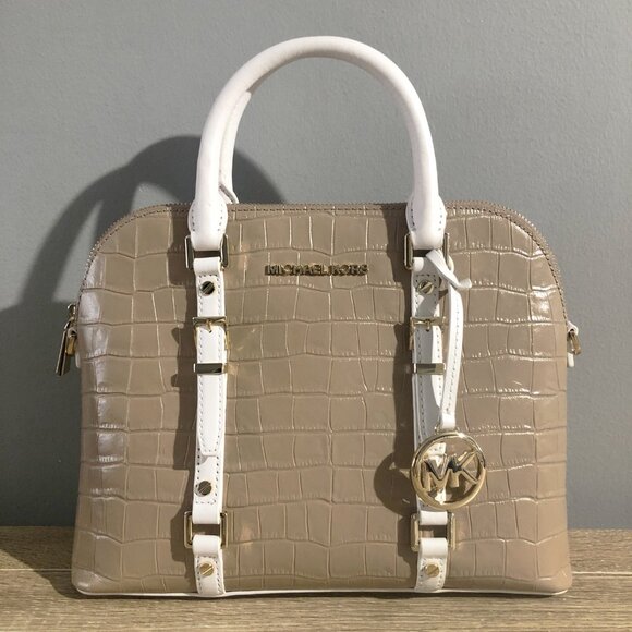 Michael Kors Bedford Legacy Medium Dome Satchel Purse Truffle MLT CLR MSRP $328 - Picture 10 of 16